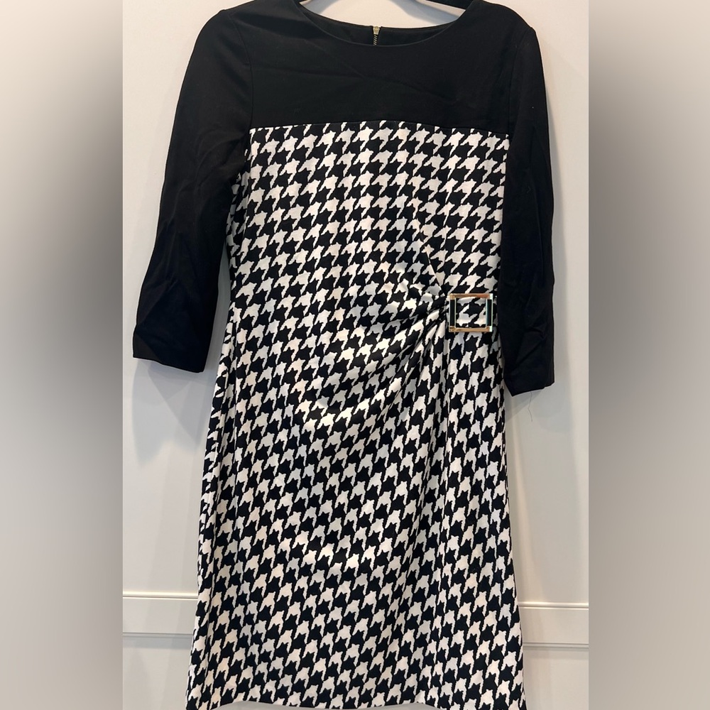 Black and White Houndstooth Dress with Buckle